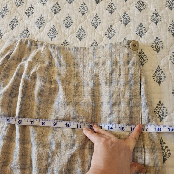 Vintage Talbots Linen Blend Wrap Skirt Size 8 Blue Beige Check Plaid Midi USA - Picture 12 of 14